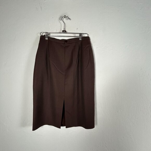 Emanuel Ungaro Paris Parallele Womens Brown Wool Skirt Size 12 Career Office - Picture 2 of 9